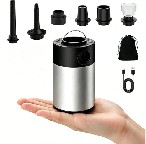 Philorn Elektrische Luftpumpe für Luftmatratze, 5200mAh Wiederaufladbare Akku Luftpumpe Luftmatratze, 5-6 kPa Aufblasen/Entleeren Elektrische Pumpe mit 6 Luftdüsen für Camping & Pool & Zuhause