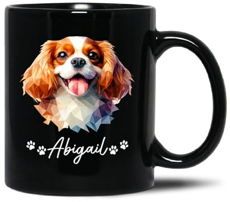 Mug King Charles Spaniel Black Tea Cup Personalised with Your Text Mugs Custom Ceramic Cup for for Best Friend Work Kitchens 330Ml
