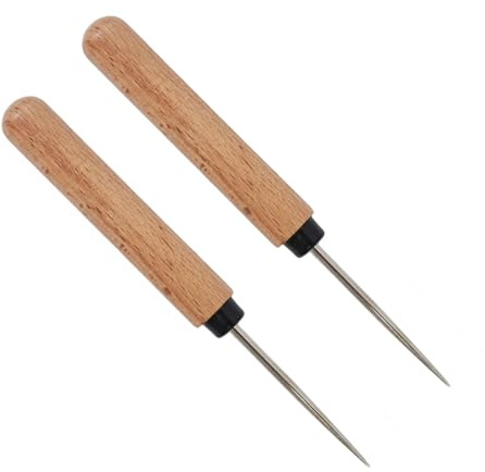 Ahle Werkzeug, 2pc Ahle Mit Holzgriff, Edelstahl Vorstecher Zum Loche Nähen, Nähahle Für Lederhandwerk DIY Reparieren Von Canvas Leder Stoff