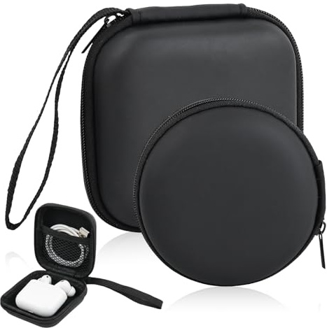 Ziyonix 2 Funda Almacenamiento para Auriculares, Fundas Rígidas de EVA con Mosquetón Bolsa de Almacenamiento para Auriculares Airpods Cables Cargador Tarjeta SD