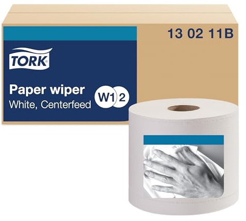 Tork Paper Wiper Centerfeed White W1/W2, Multipurpose, 2 x 800 Sheets,130211B