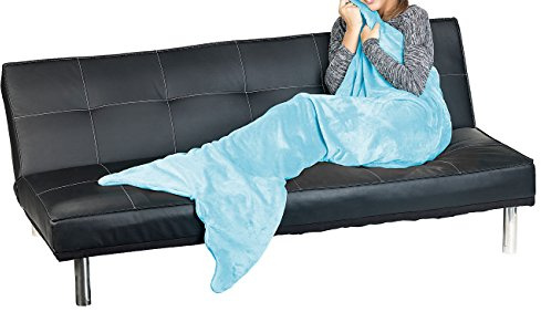 Wilson Gabor Meerjungfraudecke: Weiche Meerjungfrau-Decke mit Flosse für Kinder, 140 x 60 cm, hellblau (Kuscheldecke für alle Jahreszeiten, Fischschwanz-Decke, Füße)