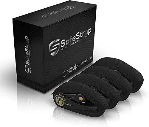 SafeStrap cinghie di tensione - estremamente robuste cinghie di stivaggio in conformità a EN 12195-2 con TÜV G/S - 6 m lungo cinghie di bloccaggio con una capacità di 1600 kg (4 pezzi)