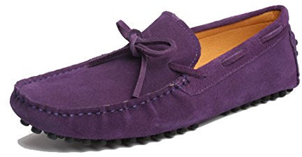 MGM-Joymod Confortevole lacci in pelle scamosciata guida a piedi mocassino Penny mocassini barca Slip-on scarpe da uomo, Viola scuro, 40 2/3 EU