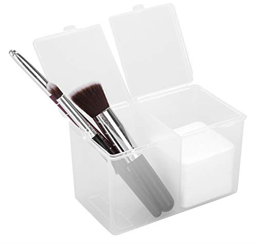 Cotton Pad Holder, 2 Grids Cotton Swabs Makeup Container Nail Polish Glitter Powder Organizer Storage Box for Gauze Cotton Ball Home Office supplies (4.9 * 2.8 * 3.0 inch)