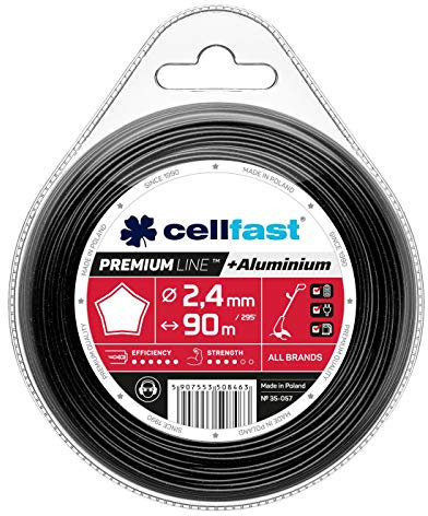 Cellfast Mähfaden Für Rasentrimmer und Freischneider Trimmerfaden Rasentrimmer-Faden Trimmfaden Rasentrimmer Schnur Gehärtet Mit Aluminium Premium Sternförmiger Querschnitt 2,4 mm 90 m