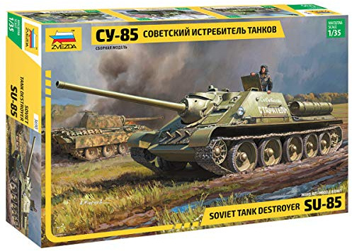 Zvezda 500783690-1:35 SU-85 Soviet self propelled Gun - Plastikbausatz - Modellbausatz - Zusammenbauen - Bausatz - für Einsteiger - detailliert