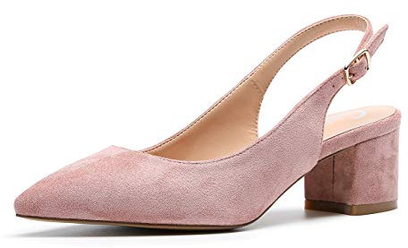 Castamere Escarpins Femme Talon Slingback Chaussures à Talons Haut Sexy Bout Pointu Fermé High Heels Talons Hauteur 5CM Suède Rose Escarpin EU 37