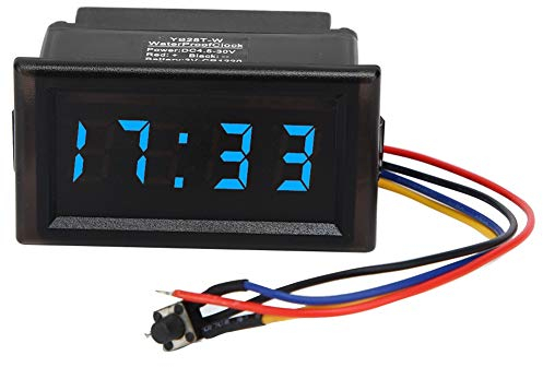 Auto-Armbanduhr + Akozon DC4.5-30 V, wasserdicht, staubdicht, Auto, elektronische Uhr, LED-Digitalanzeige (Blau)