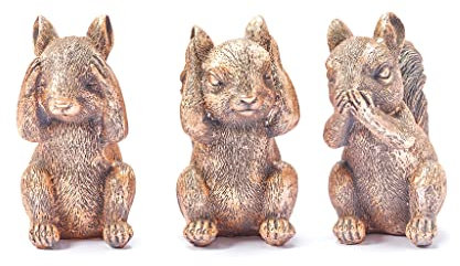 3 wise Squirrels garden ornaments decorative outdoor hear no evil, See no evil, speak no evil indoor home décor decoration