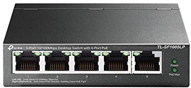 TP-Link TL-SF1005LP 5-Port 10/100Mbps (4X PoE Switch) | PoE+ Ports Plug & Play, keine Einrichtung erforderlich. Lüfterloses Design, geräuschlos. Metallgehäuse