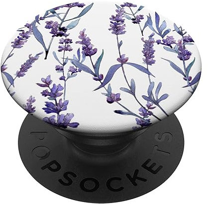 PopSockets White Violet Purple Lavender Lilac Floral Botanical Flowers PopSockets PopGrip: Swappable Grip for Phones & Tablets