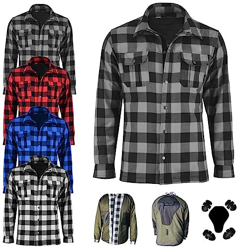 Vaster - Camisa de moto para motocicleta fabricada con Kevlar reforzada CE blindada para hombres y niños con protecciones extraíbles (gris, XS)