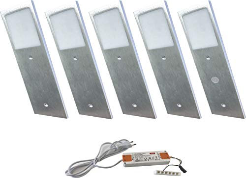 ACCE Super dünn und Aluminiumkörper LED Unterbauleuchte Küchen Möbel Leuchte Warmweiß inkl Konverter ein Strahler mit Schalter(5ER)