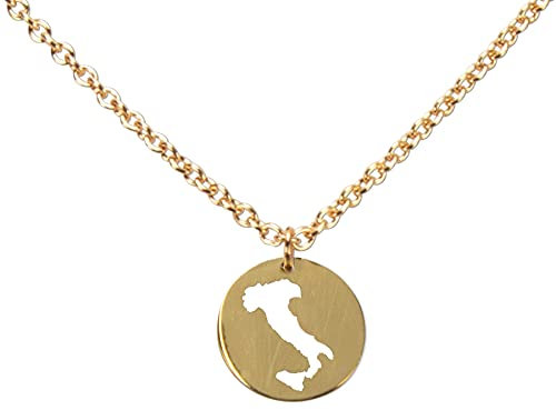 DAHEIM Halskette Italien - filigrane Kette des italienischen Stiefels für Damen und Frauen, Heimat-Schmuck Bella Italia aus Edelstahl (vergoldet) DHK292