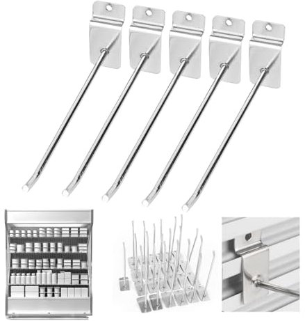 Ganci per pannello a doghe, 25Pcs 15cm Gancio per pannello a parete con doghe da 6 pollici, Porta prodotti a parete Gancio per scaffale del negozio, Gancio per placcatura per scaffali da supermercato