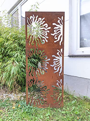Zen Man Edelrost Garten Sichtschutz aus Metall 1mm Rost Gartenzaun Gartendeko Rost Sichtschutzwand 031752-2 B50H125cm 6,9kg