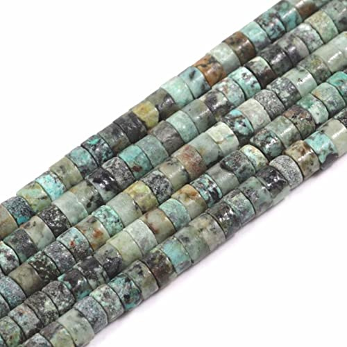 ACYUNLEI 1 Strand Natural Gemstone Heishi Beads, 4x2mm Loose Flat Round Undyed Cylinder Spacer Stone for Bracelet Earrings Jewelry Making, African Turquoise