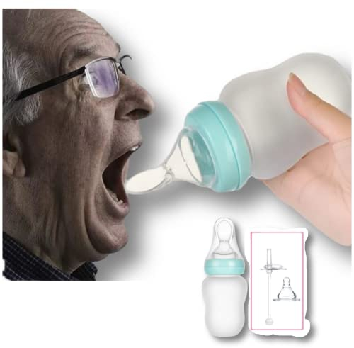 KOWVOWZ Drinking Aids Feeding Cup for Elderly Adults Disabled Patient Maternity Convalescent with three Style Lids straw spoon teat Drink Water Porridge Soup, Flow Control senior liquid Feeder