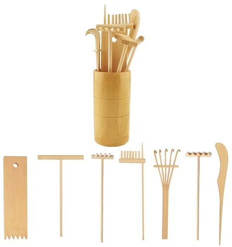 Dorhui 7Pcs Mini Zen Garden Rakes, Zen sand garden rake set, mini Zen garden tools and accessories for Home Gift Garden Decor Serenity and Spiritual Meditation Gifts