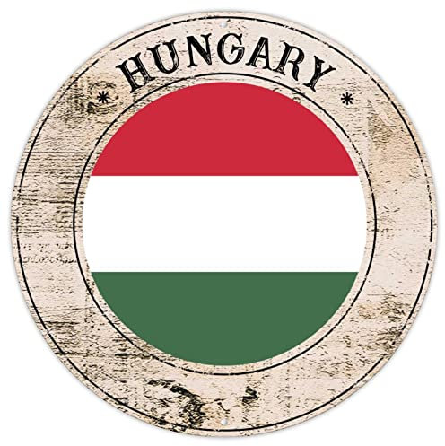 Ungarn Metall Wanddekoration Schild Ungarn Nationalflagge Retro Vintage Blechschild Land Souvenir Rundes Schild Qualität Metallschild für Wohnzimmer Küche Veranda 22,9 x 22,9 cm Einweihungsgeschenk