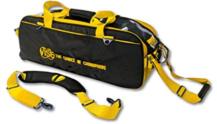 VISE Clear Top Bowlingtasche mit 3 Bällen, Schwarz/Gelb