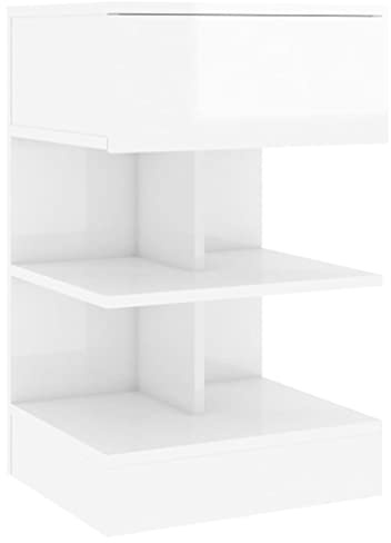vidaXL Bedside Cabinet High Gloss White 40x35x65 cm Engineered Wood | Loads of room for your essentials, Stylish design suits modern decor, Built from tough engineered wood
