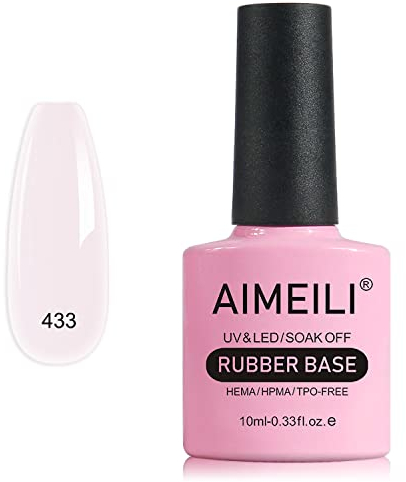 AIMEILI 5 en 1 esmalte de uñas con base de caucho, esmalte de uñas con base transparente empapado en UV/LED, gel adhesivo de strass para uñas - 10ml (433)