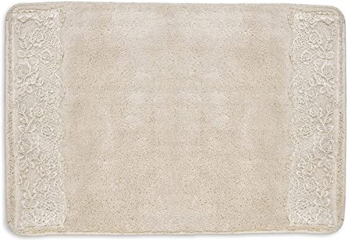 Zahari Home Rose Vine Bathroom Rug Luxury Bath Mat Washable Beautiful Shower Mat Unique Design Stylish Beige Bath Mat Shower Bathtub Decor