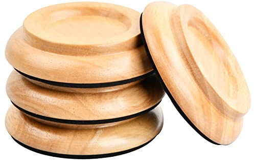 4 STK Klavieruntersetzer, Möbel Beinpolster Klavierfuß Pads aus Hartholz, Piano Caster Cups Pads, Bodenschoner mit Schaumstoff-Stoßdämpfer für Aufrechte Klaviere, Teppiche- & Bodenschutz (Natur)