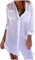 Damen Strandkleid Bikini Cover Up Strandponcho Sommer Bademode Strand Vertuschen Shirt (weiß, S)