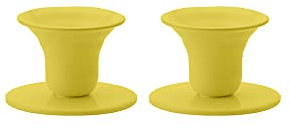 Kunstindustrien® The Bell Kerzenhalter Stabkerze, in 16 Farben erhältlich, Minimalistischer Kerzenständer aus Eisen, Candle Holder für Kerzen mit Durchmesser von 21-23 mm, 2er-Set (Gelb)