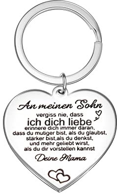 VU100 Schlüsselanhänger für Jungen Schlüsselanhänger Geschenk für Sohn Laser graviert Edelstahl Schlüsselanhänger Set Inspirierende Zitate Schlüsselanhänger Mama Geburtstag Geschenk für Sohn Junge