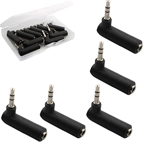 RUNCCI-YUN 10 Stück 3 5mm klinke winkeladapter,Audio-Adapter, 3,5 mm abgewinkelt, Stecker auf Buchse, 90 Grad rechtwinklig, TRS 3 Polig Stereo-Klinkenstecker
