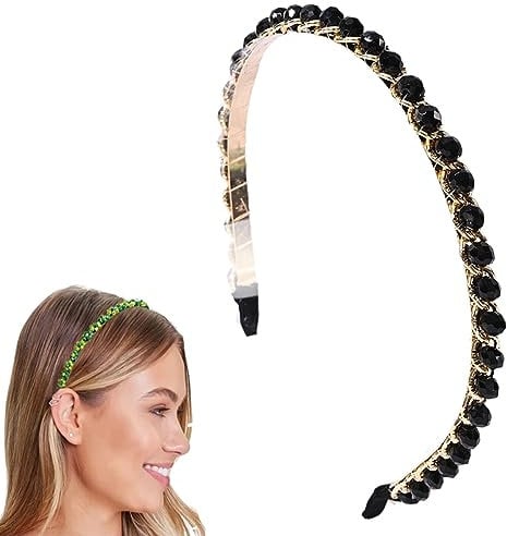 Traziewell Black Headband Ladies Headbands Rhinestone Non Slip Bridal Hair Hoop Fashion Rhinestone Shiny Hair Bands for Women Hair Accessory Sparkly Headbands for Adults 2012