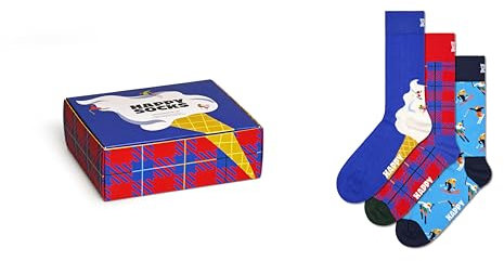 Happy Socks Unisex 3-pack Downhilll Skiing 3-er, Blau, 41-46 EU
