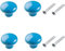 Yesmin 4 Pcs Colored Ceramic Drawer Handles,Cute Cabinet Handles,Wardrobe Door Single Hole Handles,Bedroom,Living Room,Kitchen Furniture-Blue