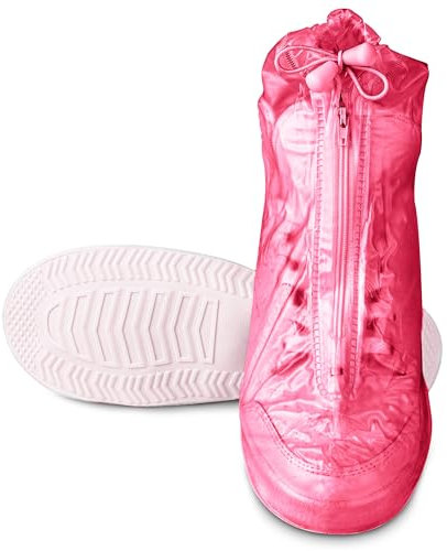 SULPO Schuhüberzieher wasserdicht - Regenschutz Schuhe - Überzieher Schuhe - Regenüberzieher Schuhe - Überschuhe Wasserdicht - Wiederverwendbare Schuhüberzieher - Regenschutz Fahrrad -M -Rosa