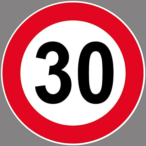 WildeBabsKLBT 20cm 2Stück Hochwertige Schild Aufkleber-Folie Sticker Decal LKW Bus LZ 30-kmh Verkehrsschild StVZO §58.SVG 20mm DIN-1451 Zulässige Höchstgeschwindigkeit km/h VZ 274-30 S020