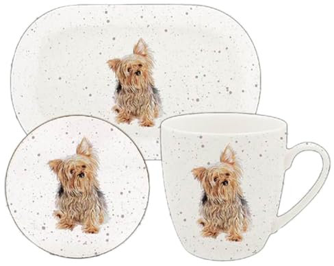 Lesser & Pavey Coaster, Tray & Mug Set | Coffee Table Tray, Mugs & Coasters Set Perfect for Any Home or Office | Yorkie Tea & Coffee Mug with Tray & Coast Set - Sarah Boddy