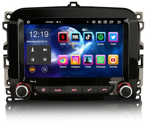 Erisin 8-Core Android 14 4GB RAM+64GB ROM Autoradio Bluetooth 5.0 per Fiat 500L 2012-2017 7 pollici Schermo tattile Supporto GPS Navigatore Senza fili CarPlay Android Auto WiFi DAB+ DSP Canbus OBD2