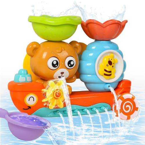 Yokuni Jouets De Bain, Jouet Bain Bébé avec Deux Ventouses Puissantes, Jouet De Bain pour Bebe Fonctionne sans Piles Et Dure pour Les Bébés De 1, 2, 3, 4 Ans