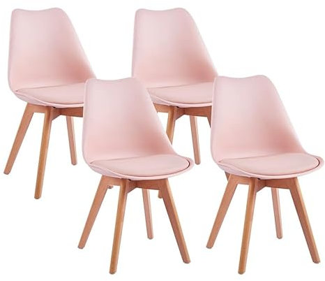 Bonussi Set 4 Sedie 53,5x48,5x83 cm in Polipropilene e Similpelle Candice Rosa