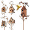 ARVALOLET Birdhouse Garden Stakes Metal Bird House with Pole for Outdoor Yard Garden (E)