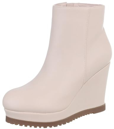 Ital Design Damenschuhe Stiefeletten High-Heel Stiefeletten, 0-595-, Kunstleder, Beige, Gr. 39