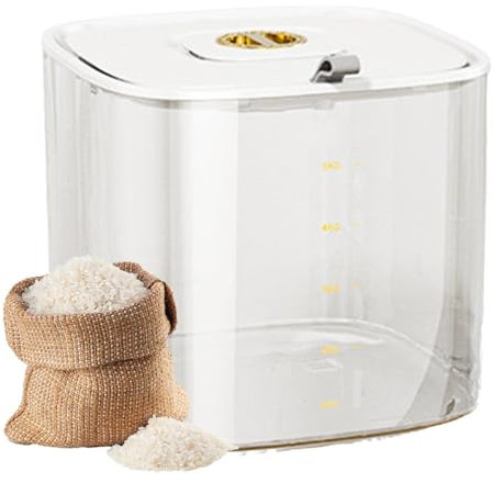 ARSBORUI Boîte Rangement Pour Riz Et Céréales, 5KG Récipient Stockage Riz, Boite à Riz Cuisine, Bocaux Hermetiques Alimentaires Avec Couvercle, Pour Stocker Les Cereales, Pâtes, Farine (White)