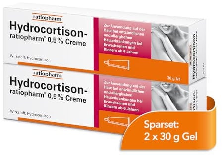 Hydrocortison-ratiopharm® 0,5% Creme im Sparset 2 x 30 g Creme: Bei allergischen und entzündlichen Hautirritationen, Juckreiz, Sonnenbrand und Insektenstichen.