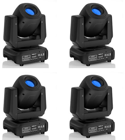4PCS 100W Moving Head LED DJ Strahler Partylicht RGBW 3Prisma Lichteffekt 8 Farben 8 Gobos Bühnenlicht für Disco Bars Tanzfläche Hauspartys Scheinwerfer