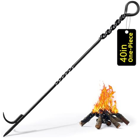 Fire Pit Poker for Fireplace Outdoor - 40'' Handmade One Piece Firepit Poker Stoker Stick for Outside Camping Campfire, Indoor Long Heavy Duty Firestick Tools