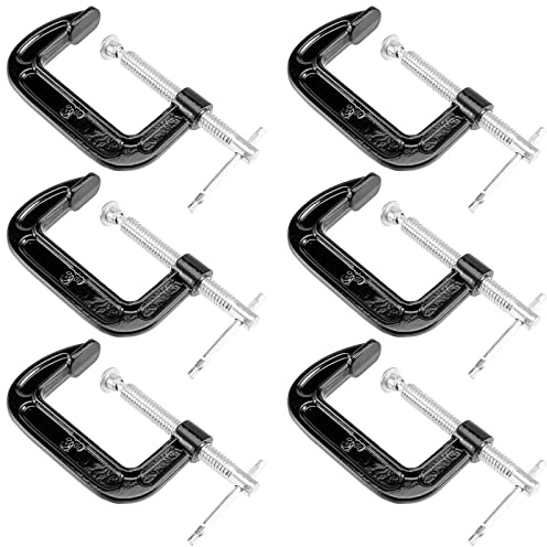 FAAING 6 Stück C Schraubzwinge, 80mm Gusseisen C Klemme Klein, Mini G Klemme Schraubzwingen Set für Holzbearbeitung, Schweißen